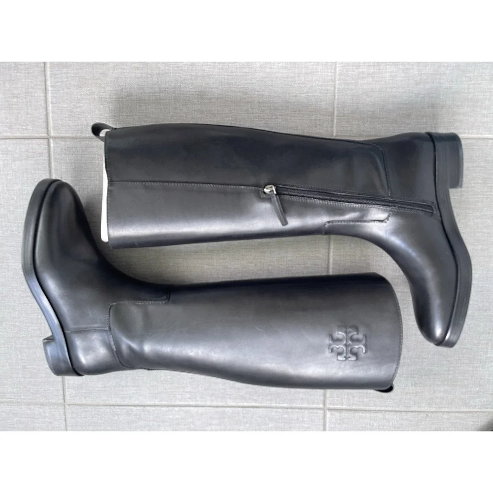 TORY‎ BURCH The Riding Boot Black Size 8.5 NEW Modern Quiet Luxury Designer